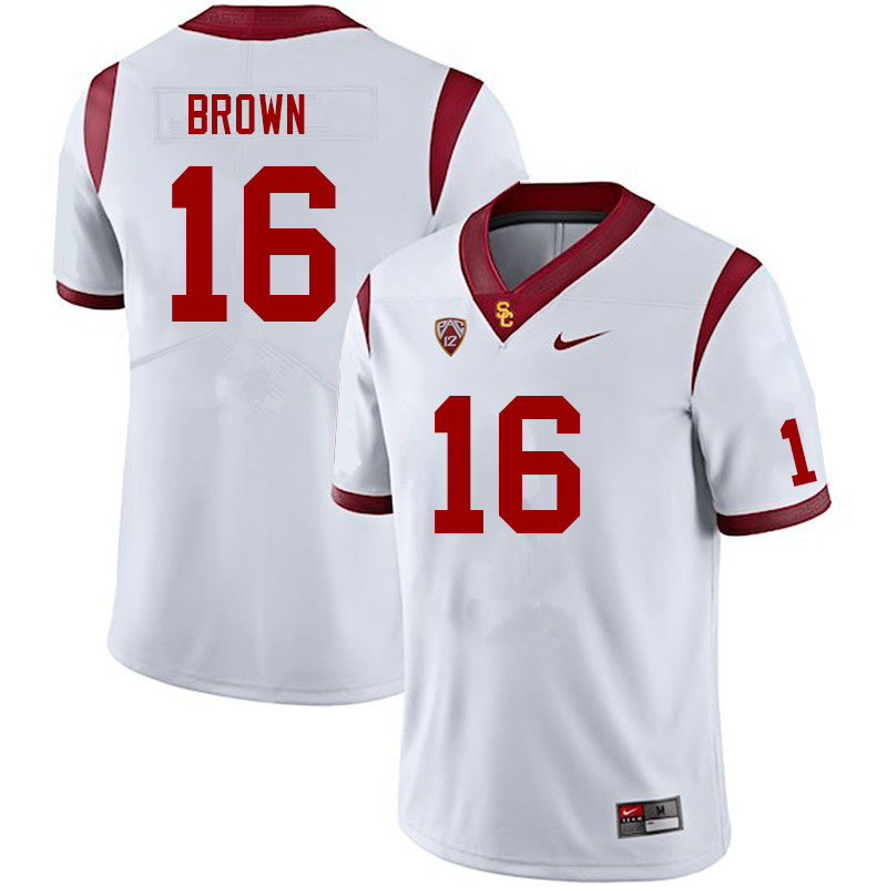 Men #16 Prophet Brown USC Trojans College Football Jerseys Sale-White